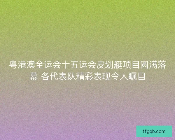 粤港澳全运会十五运会皮划艇项目圆满落幕 各代表队精彩表现令人瞩目
